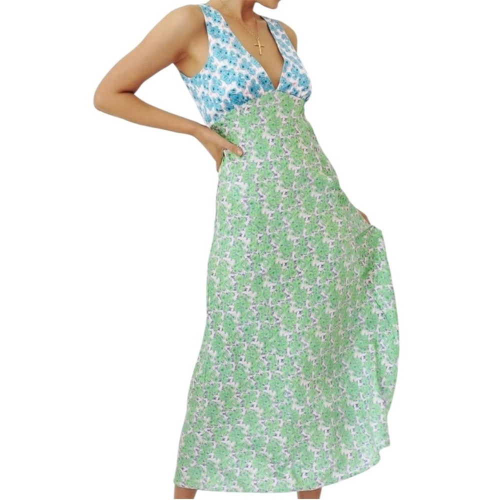 Two Toned Floral Maxi Dress - Picture 3 of 6